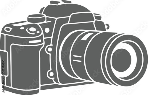 Modern Professional DSLR Camera Black Vector Icon for Photography Branding, Studio Identity, Creative Projects, Print Design, Website Graphics, Mobile Apps, Marketing Materials, Logos, and Minimal Vis