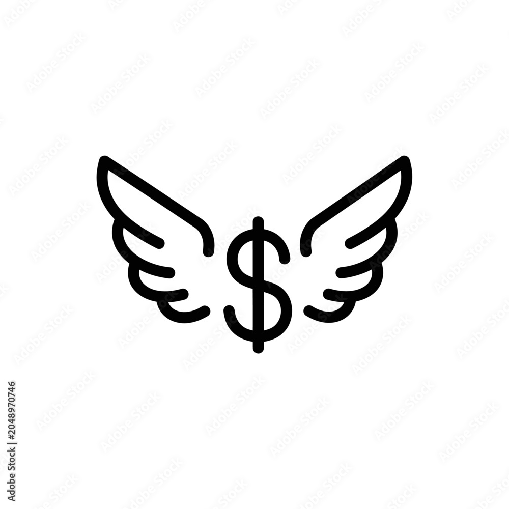 Fototapeta premium Money with Wings Icon: Symbolizing Financial Freedom, Wealth, and Fast Transactions
