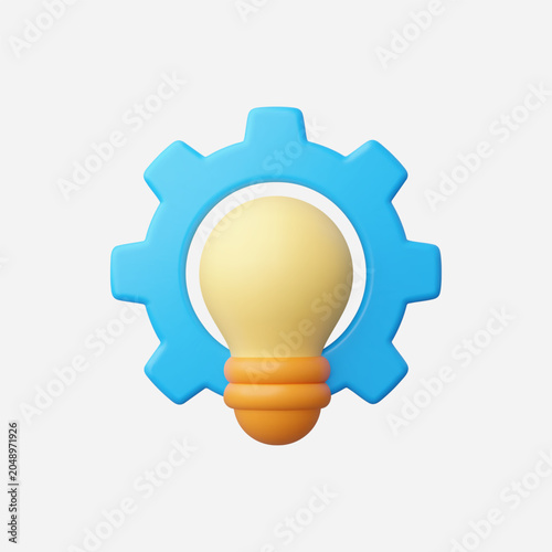 3d Realistic Gear with Lightbulb icon vector illustration