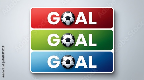 Three Rectangular Banners With Soccer Ball And Text Colorful Design