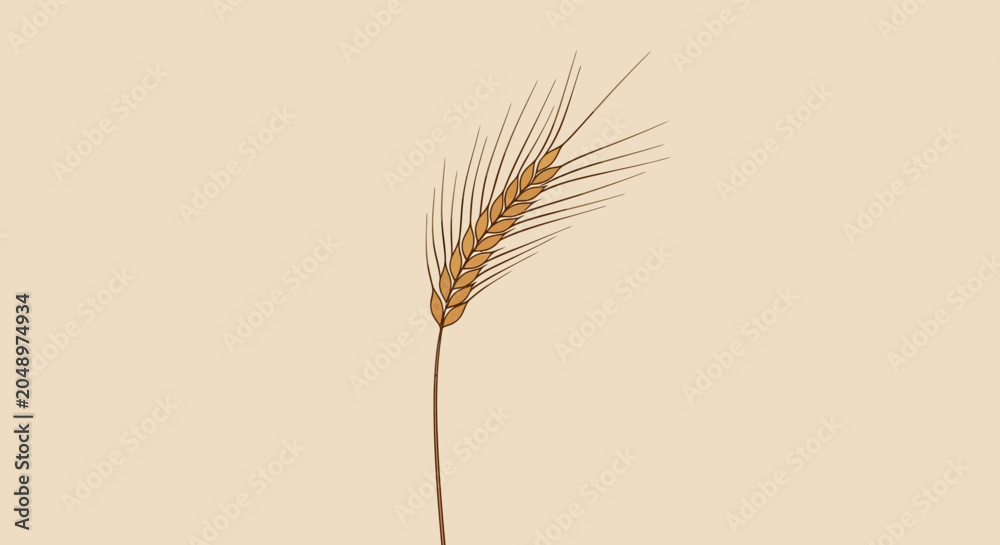 Obraz premium Single Wheat Ear Against a Soft Beige Background