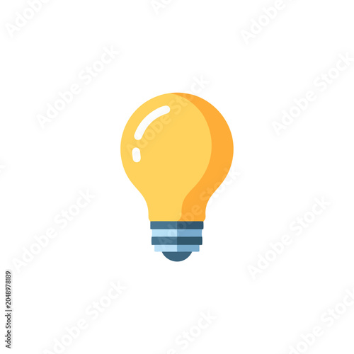 A simple, bright yellow light bulb icon, symbolizing ideas, innovation, and creativity against a clean white background, perfect for presentations and design projects
