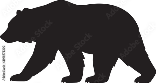 Grizzly bear walking silhouette,