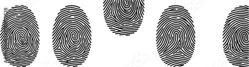 Fotografie Black Fingerprint and Thumbprint Icon Vector Set for Biometric Security Access C