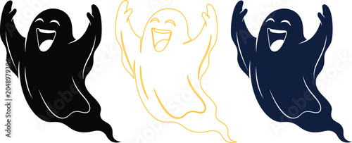 Obraz na płótnie Happy ghost silhouettes black gold and navy variations