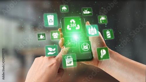 Quadro em tela Reuse, reduce, and recycle form the 3R concept that supports sustainability