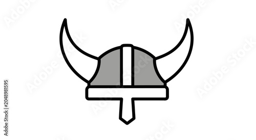 Tableau sur toile Viking Warrior Helmet Icon with Horns, Scandinavian Symbol