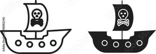 Foto Pirate ship icon vector editable. black vectors set