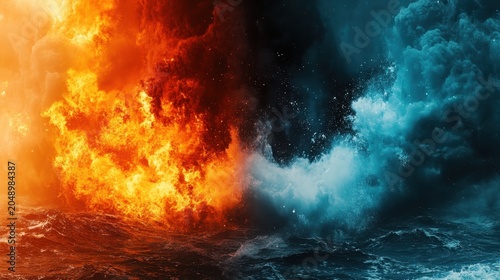 The Powerful Collision of Fire and Water in a Dramatic Natural Display