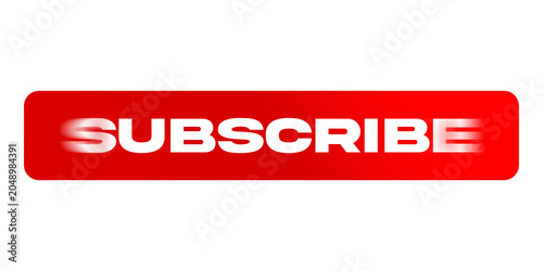 Dynamic red subscribe button icon with fast movement effect for video creators