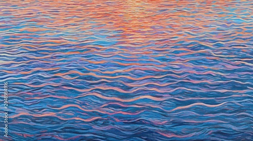Warm Tones of a Sunset Reflected on the Calm Ocean Surface at Twilight, Showcasing Natural Beauty