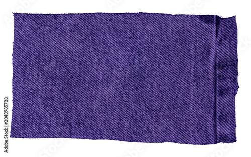 Isolated violet denim stripe of fabric with copyspace on white background	