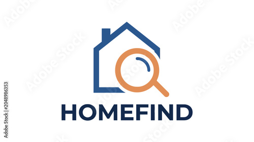 Fotografie A logo features a house with a magnifying glass on Homefind