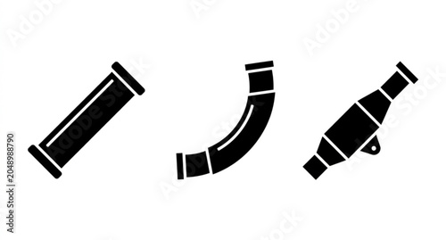 Photos Exhaust Pipe Muffler Vector Collection with Automotive Silencer Components Isola
