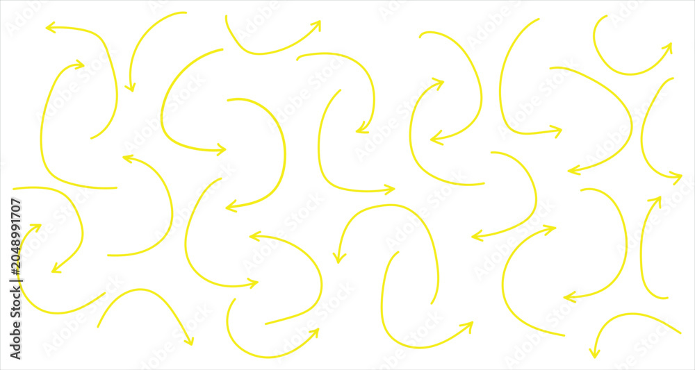 Fototapeta premium Modern isolated vector icon set on white page. Yellow colour modern vector arrow head icon set on white page. . EPS 10. 