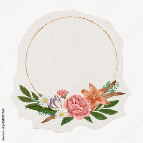 Slika na platnu Floral frame, round spring flower border