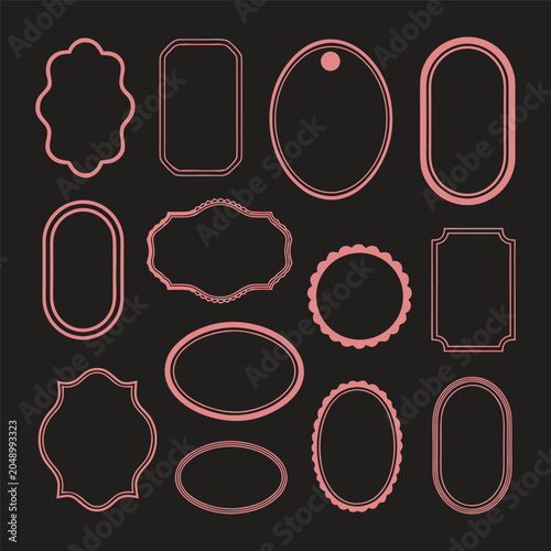 Collection Of Pink Ornate Frames On Black Background