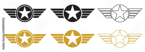 Εκτύπωση καμβά Vector aviation wing emblems with star set.