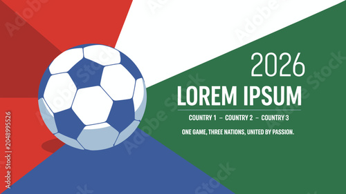 Bild auf Leinwand A soccer ball illustration with a white and colored background showcasing a spor