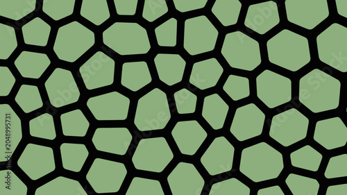 Cuadro en lienzo Irregular hexagonal pattern with muted green and black coloration creates a tess