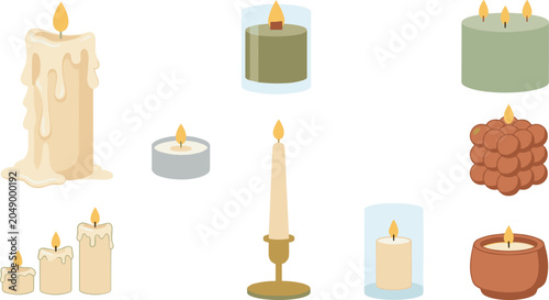 Foto Decorative Candle Collection Featuring Pillar Candles, Tealights, Glass Holders,