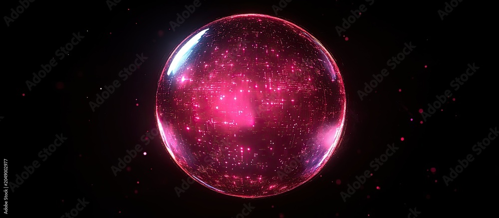 Fototapeta premium Glowing Pink Nebula Sphere in Deep Space