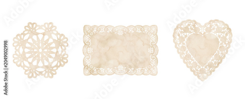 Vintage Lace Doilies Collection - Decorative Paper Doilies in Beige300dpi