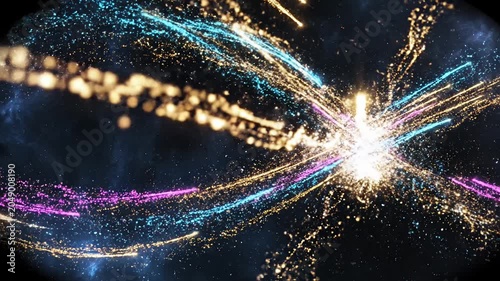 Glowing Energy Trails in Deep Space Galaxy Background