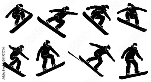 Foto silhouettes of snowboarder