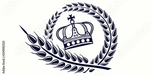 Fotografi Royal crown inside a wheat wreath heraldic emblem design with heraldic illustrat