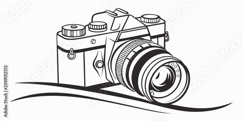 Tableau sur toile Vintage slr film camera line art illustration with photography illustration equi