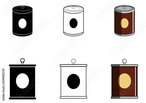 Foto Conjunto de iconos de alimentos enlatados