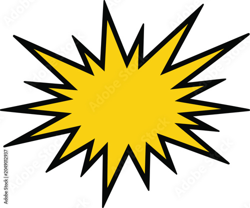Foto Blank yellow comic book style explosion burst badge with explosion template illu