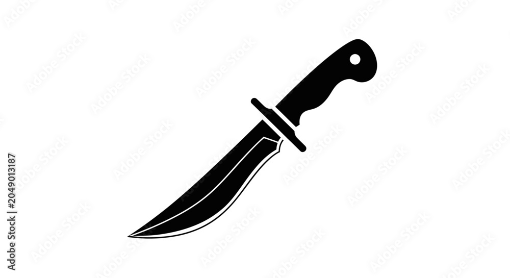 Obraz premium Hunting Knife Silhouette Against A White Background