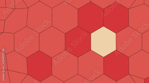 Bild auf Leinwand A voronoi diagram with irregular hexagonal cells and a pale cream colored centra
