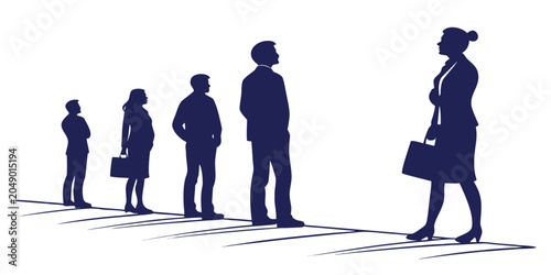 Fotografie Professional business people silhouette standing in a queue for recruitment inte