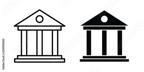 Museum icon concept. solid and line symbols