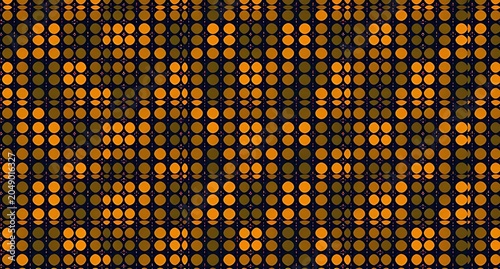 Vibrant orange and black digital mosaic pattern with interconnected dots and squares, modern abstract design for wallpapers, textiles, backgrounds, decor, digital art, and creative projects