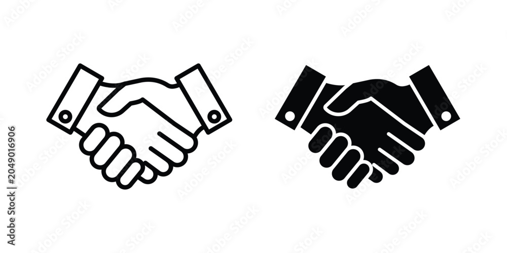 Obraz premium Partnership handshake icon concept. solid and line symbols