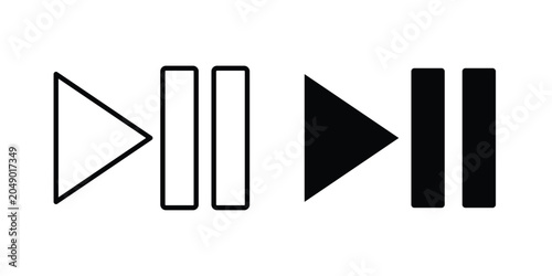 Obraz na płótnie Play pause icon concept. solid and line symbols