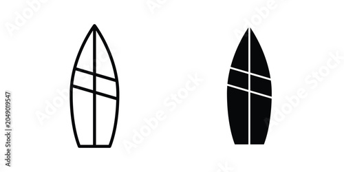 Surf board icon concept. solid and line symbols