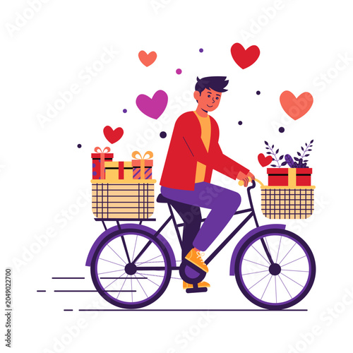 Love Delivery Flat Vector Illustration