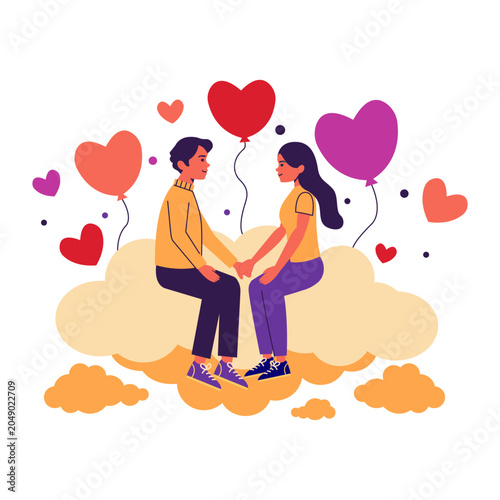 Love is in the Air Flat Vector Illustration