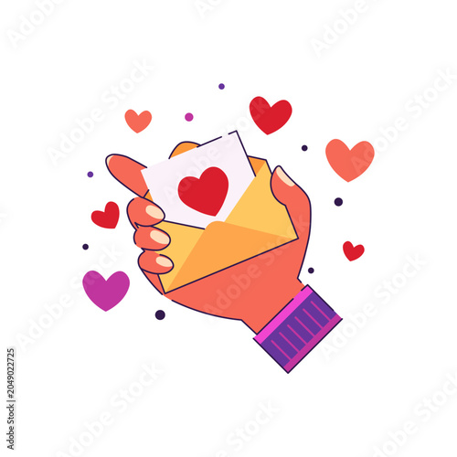 Secret Love Letter Flat Vector Illustration