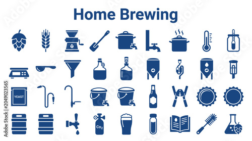 Tableau sur toile Home Brewing Equipment Icons Craft Beer Production Supplies Fermentation Process