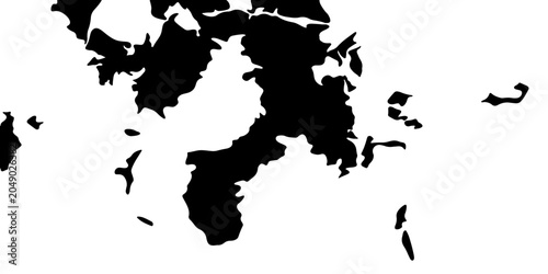 Foto An abstract silhouette map of a Greek island chain, rendered in stark black and white, suggesting a journey or exploration