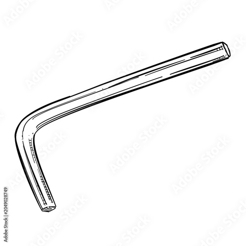 Photos allen key wrench vector line art hand drawn illustration