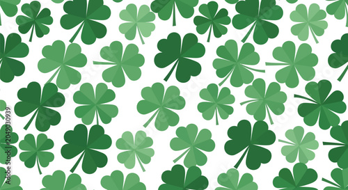 Green clover leaves pattern on white background St Patricks Day