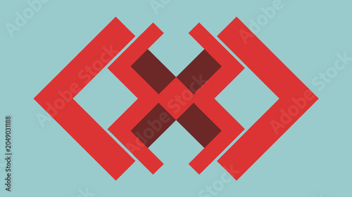 Bild auf Leinwand Geometric diamond arrangement a vector illustration with overlapping red and lig