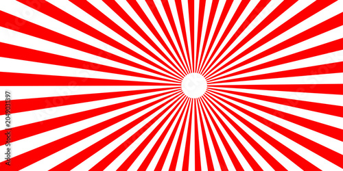 Slika na platnu Radiant Red and White Sunburst: An abstract graphic design featuring a vibrant sunburst pattern with alternating red and white rays emanating from a central white circle